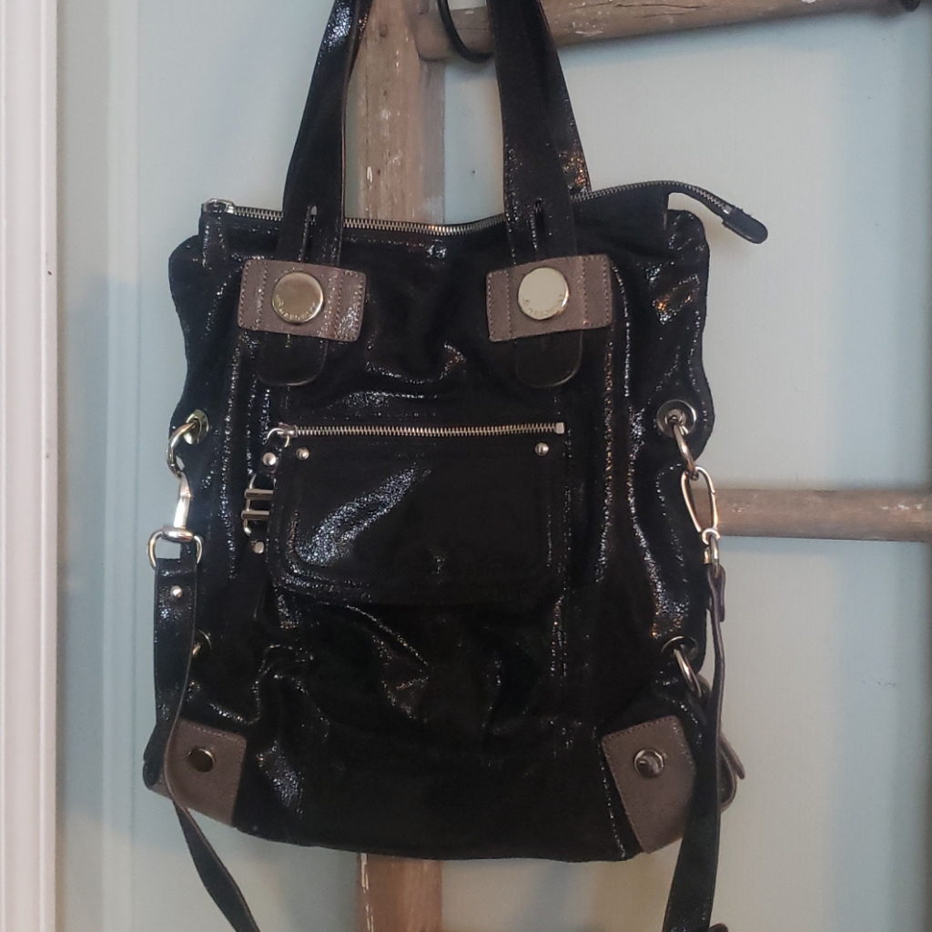 B. Makowsky Black Metallic Suede Purse